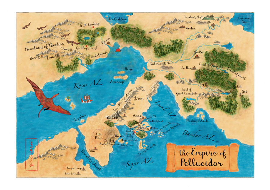Auf der Basis von Burroughs geographischen Skizzen zum fantastischen Empire of Pellucidar hat Nkima diese Karte angefertigt. 